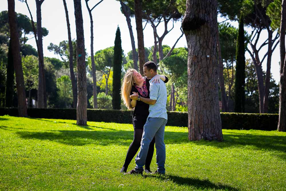 Dancing in the park in the Borghese Villa.