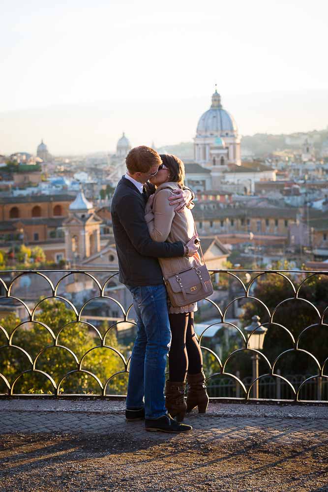 Together in Rome after a wedding proposal.