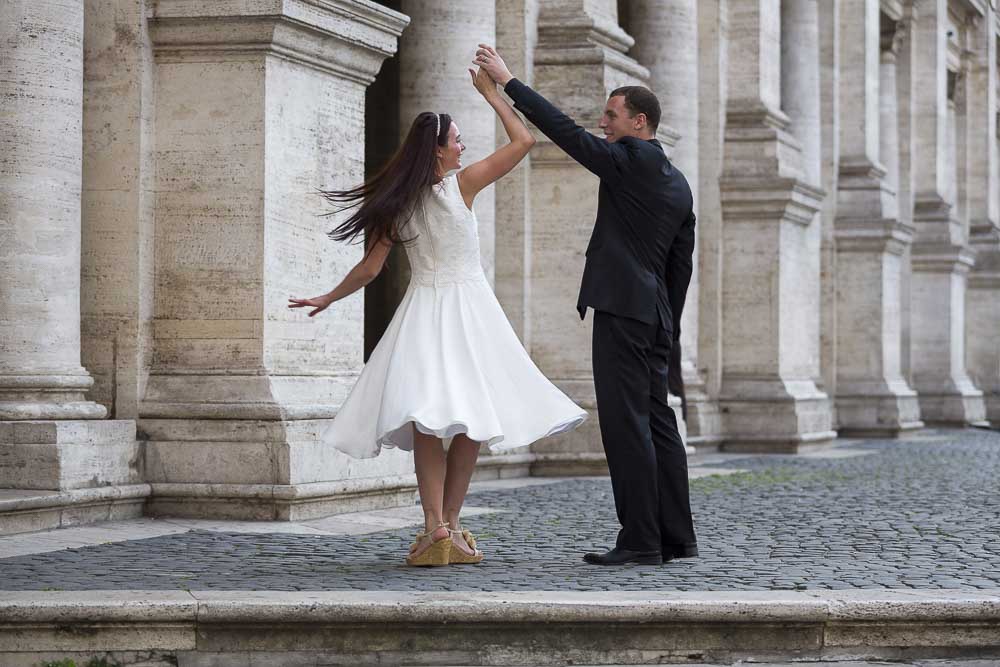 Twisting and twirling in the roman streets.