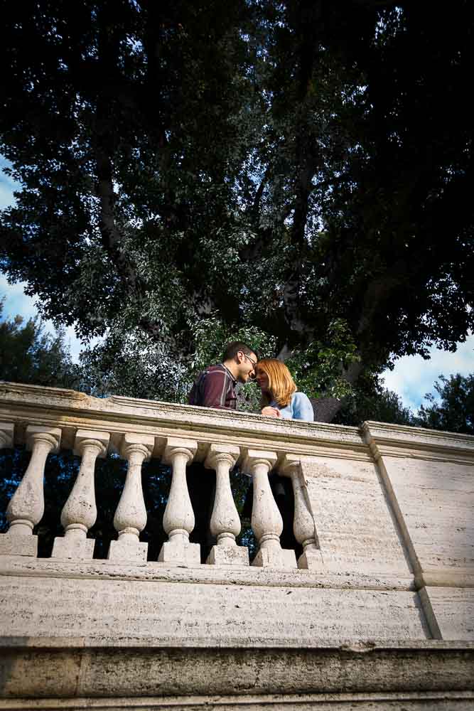 Engagement pictures taken below the terrace view