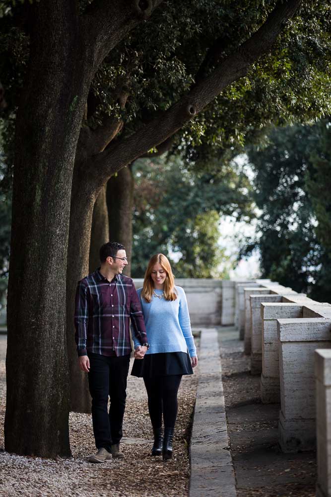 Walking in a park holding hand in hand