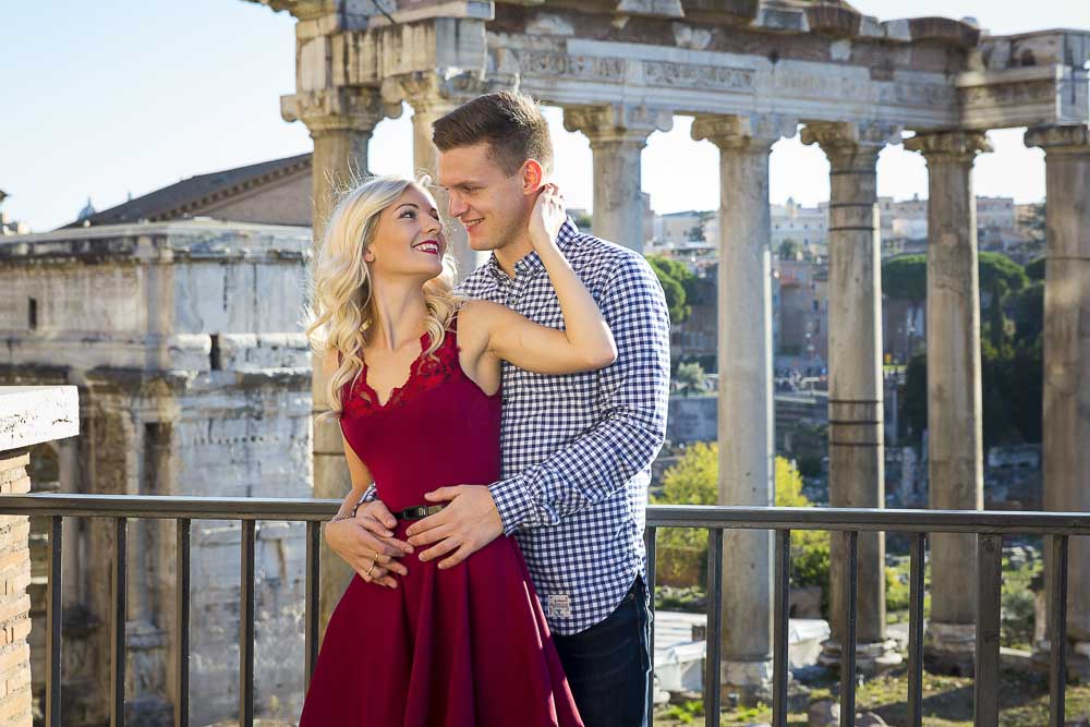 Engagement like picture session at the ancient forum in Rome.