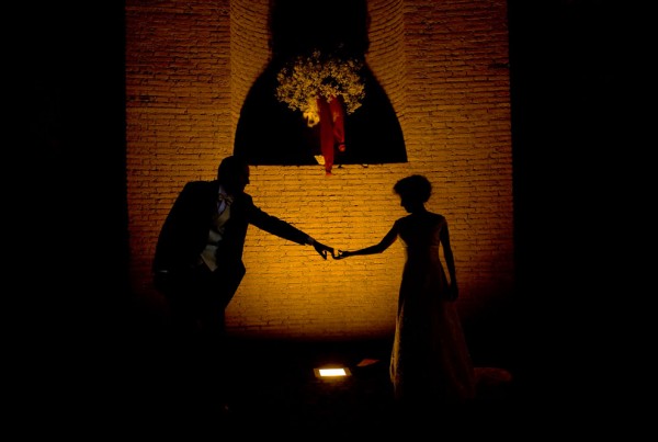 Matrimonial union. Hands touching together.