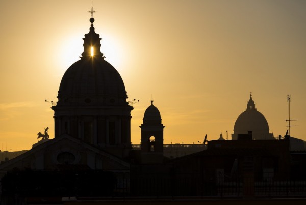 Sun setting over the Roman rooftops