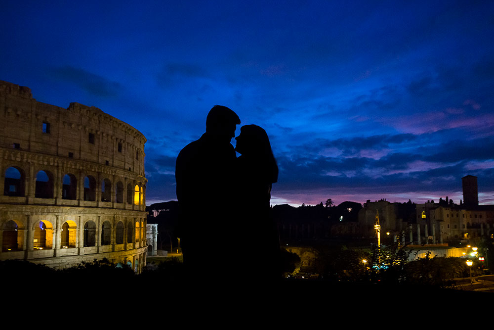 Blue hour engagement photos by Andrea Matone photographer