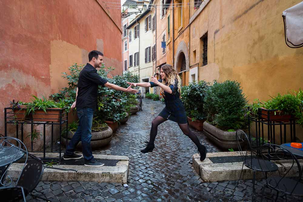 Jumping across the side walk during a e-session