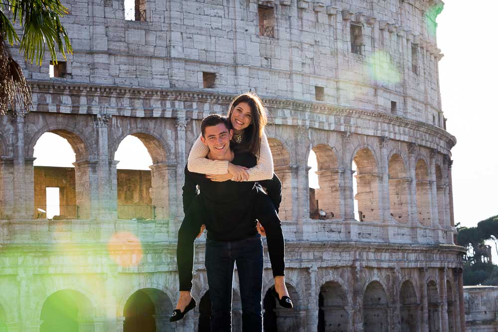 Piggy back ride at the roman Coliseum