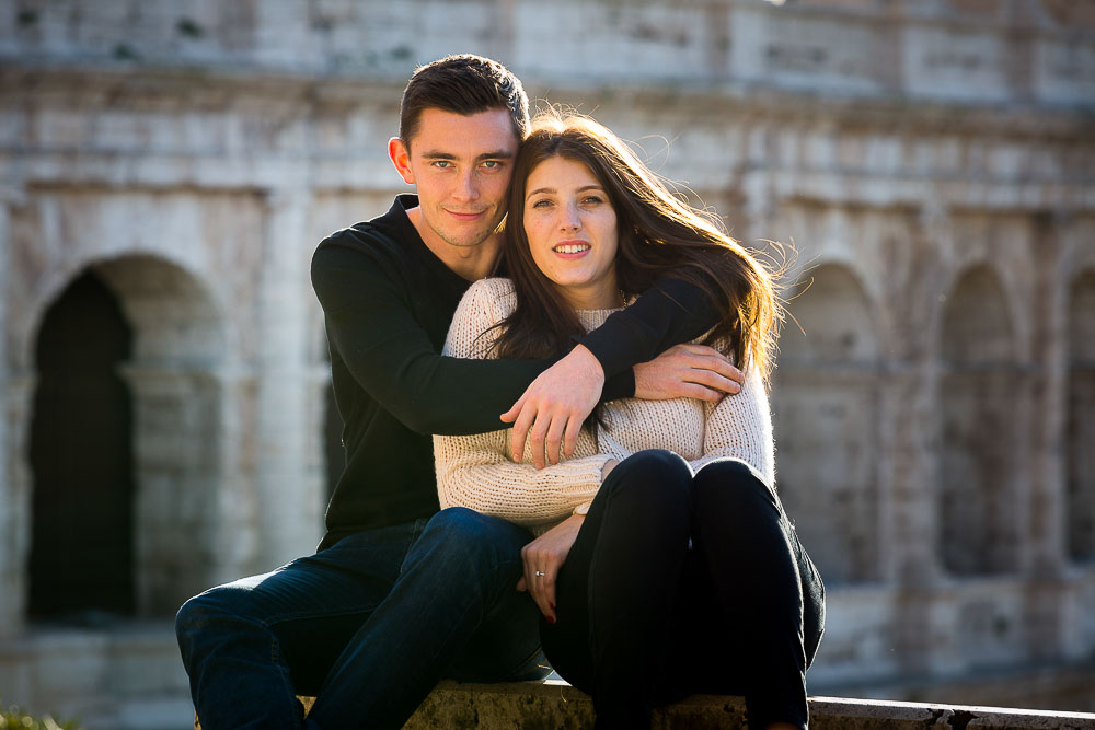 Portrait picture taken at the Colosseum in Rome Italy. During an engagement photo shoot.