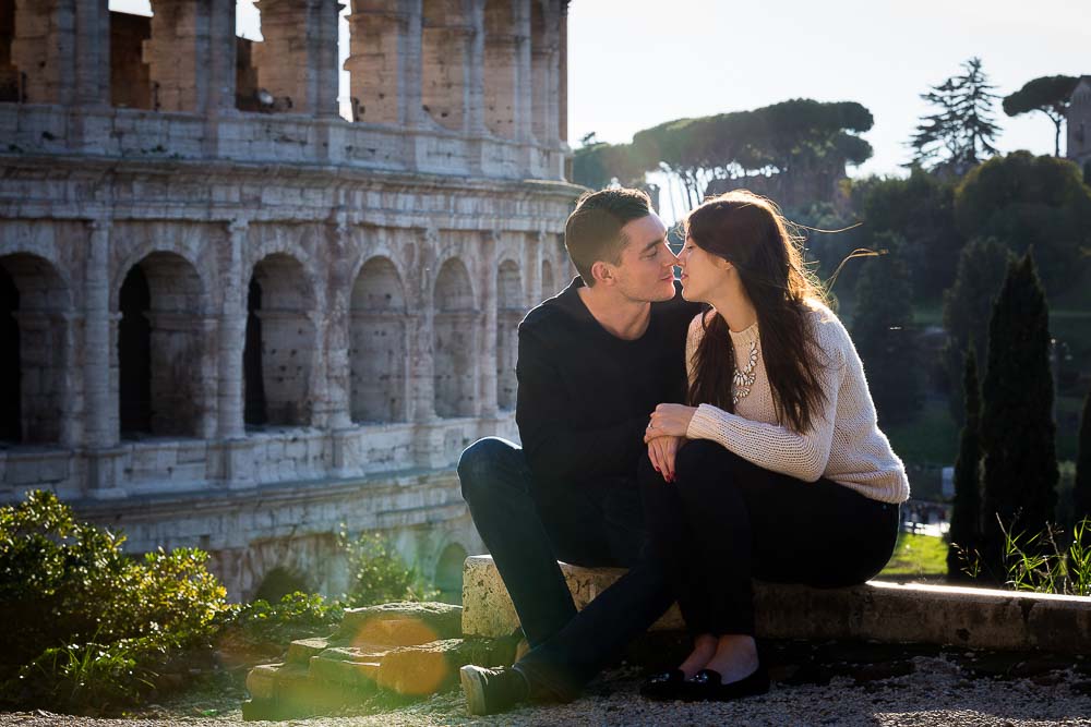 Romance at the coliseum. Couple in love.
