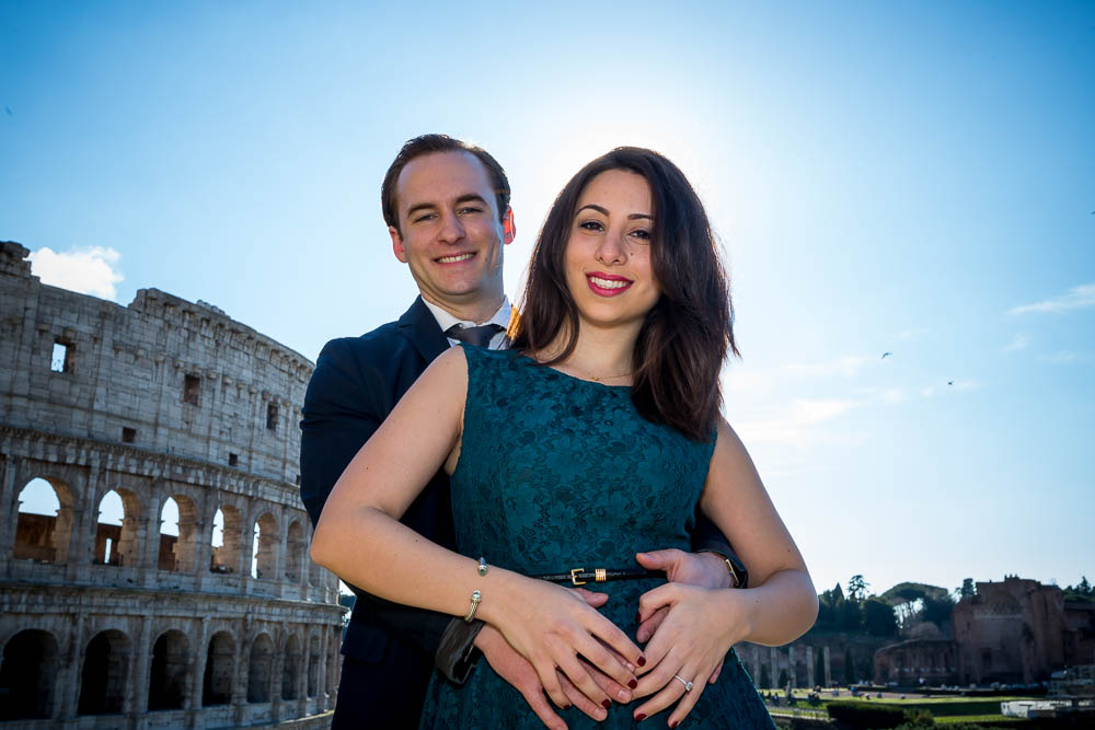 Couple portrait photographed against sunlight