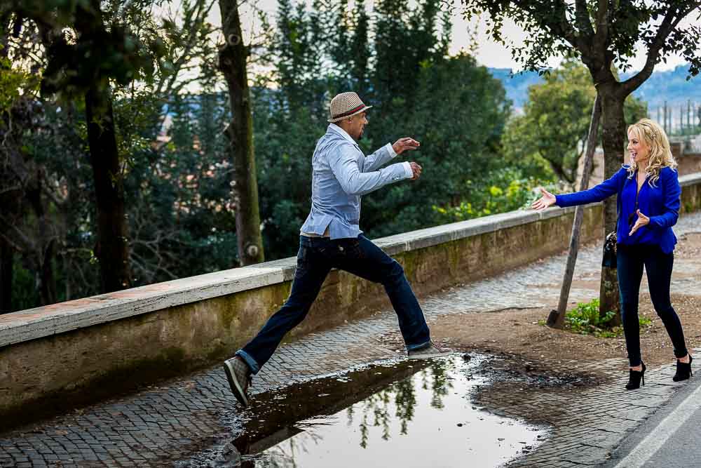 Jumping over water puddles