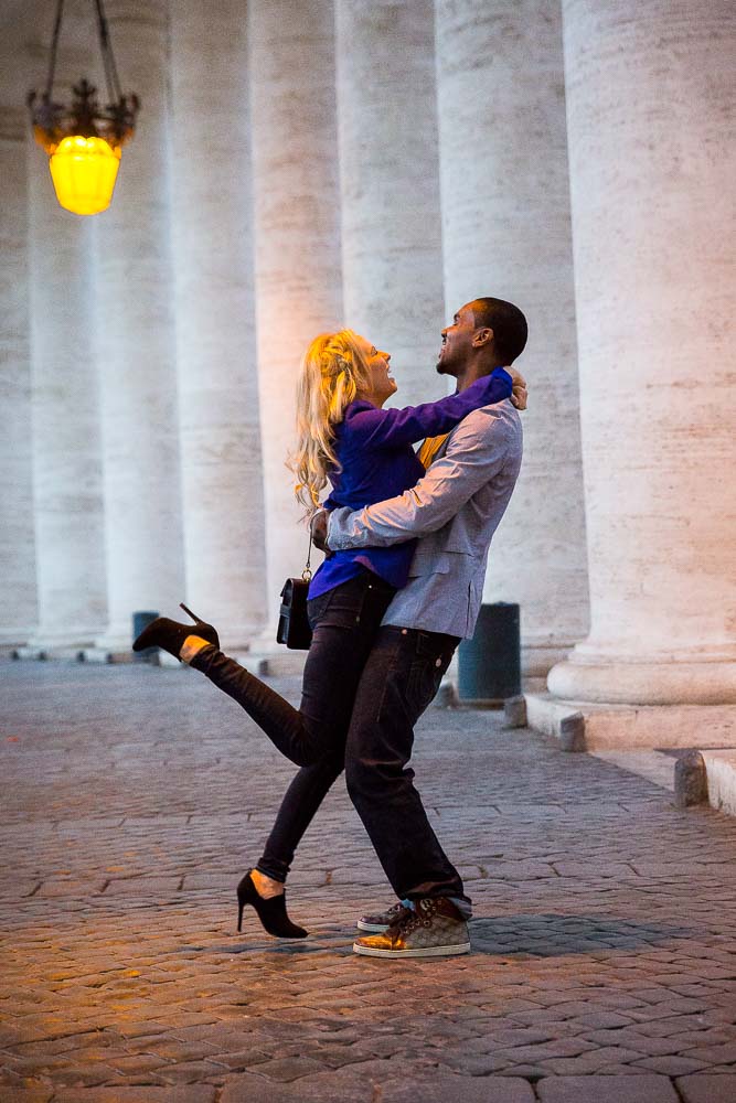 Picking up with joy under the columns of Saint Peter