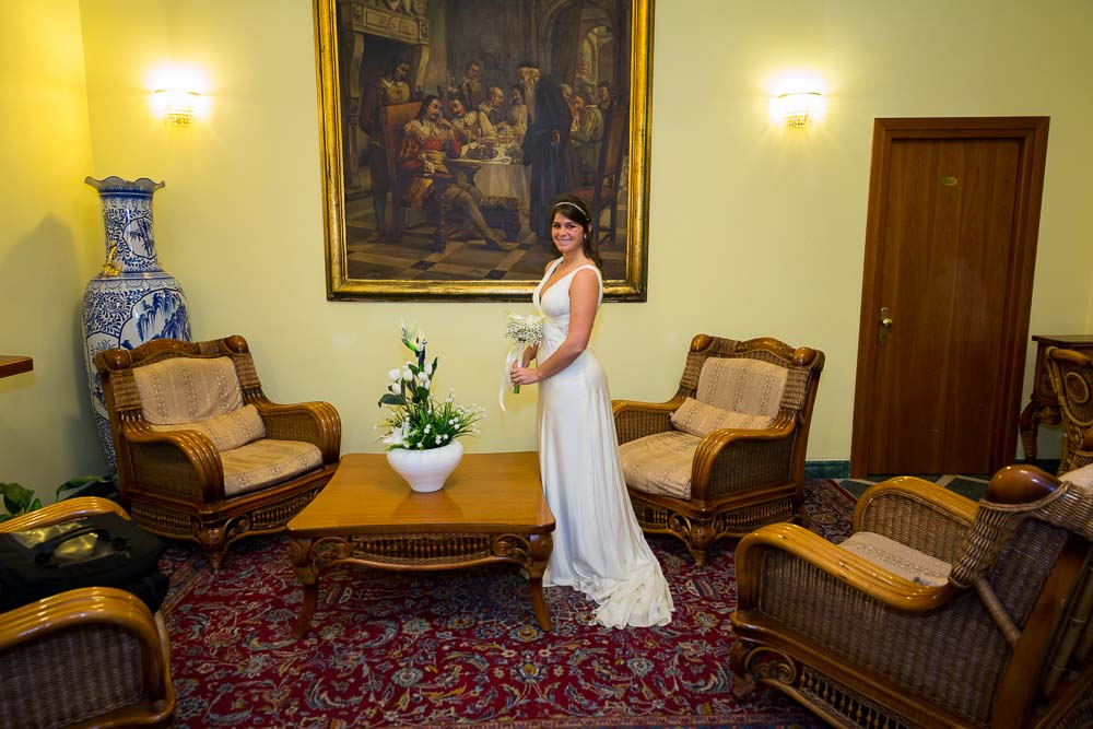 Bride portrait inside hotel