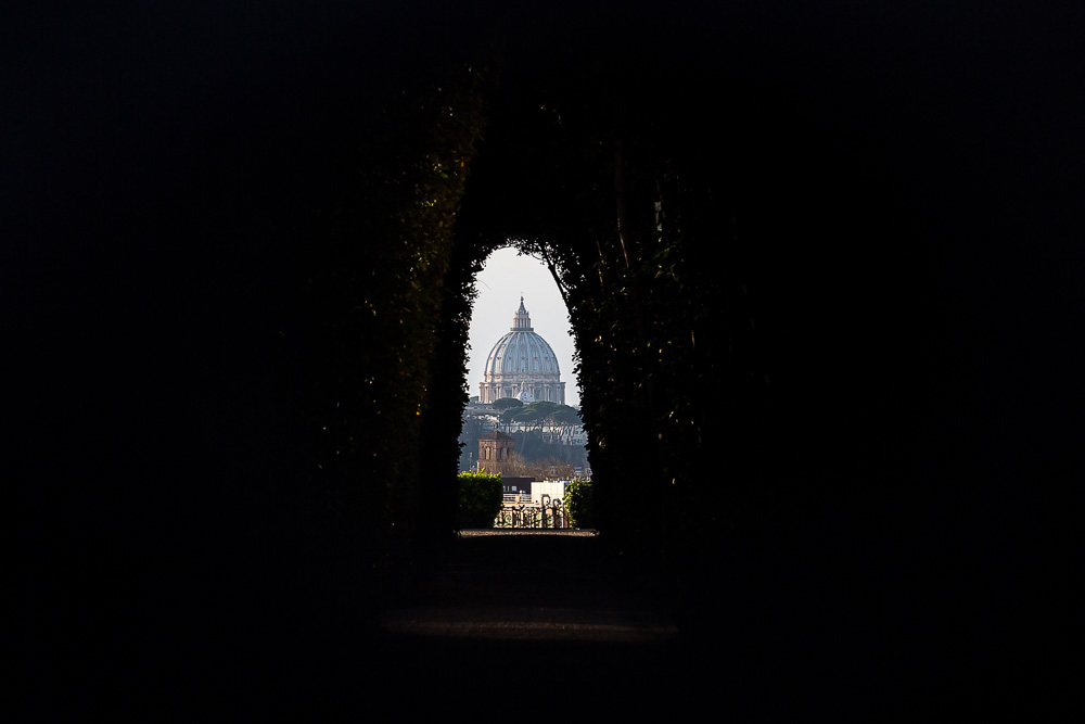The keyhole view of Saint Peter's cathedral in the Vatican