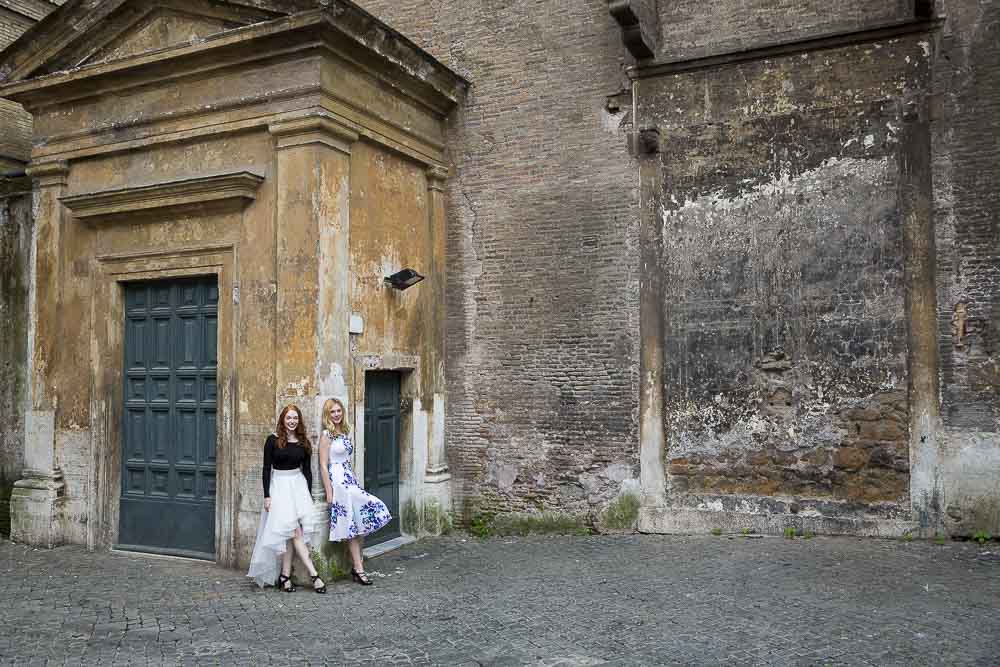 Posing on a wall in the trastevere area 