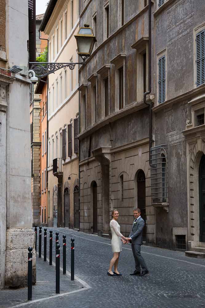 Alleyway cobble stone street photo session with a pre married couple