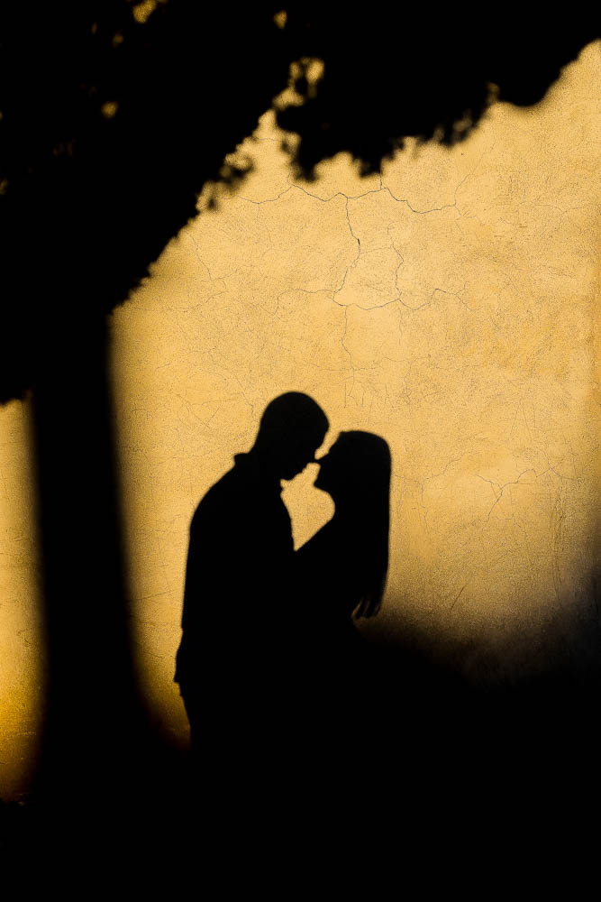 The shadow on the wall during an engagement photo shoot. 