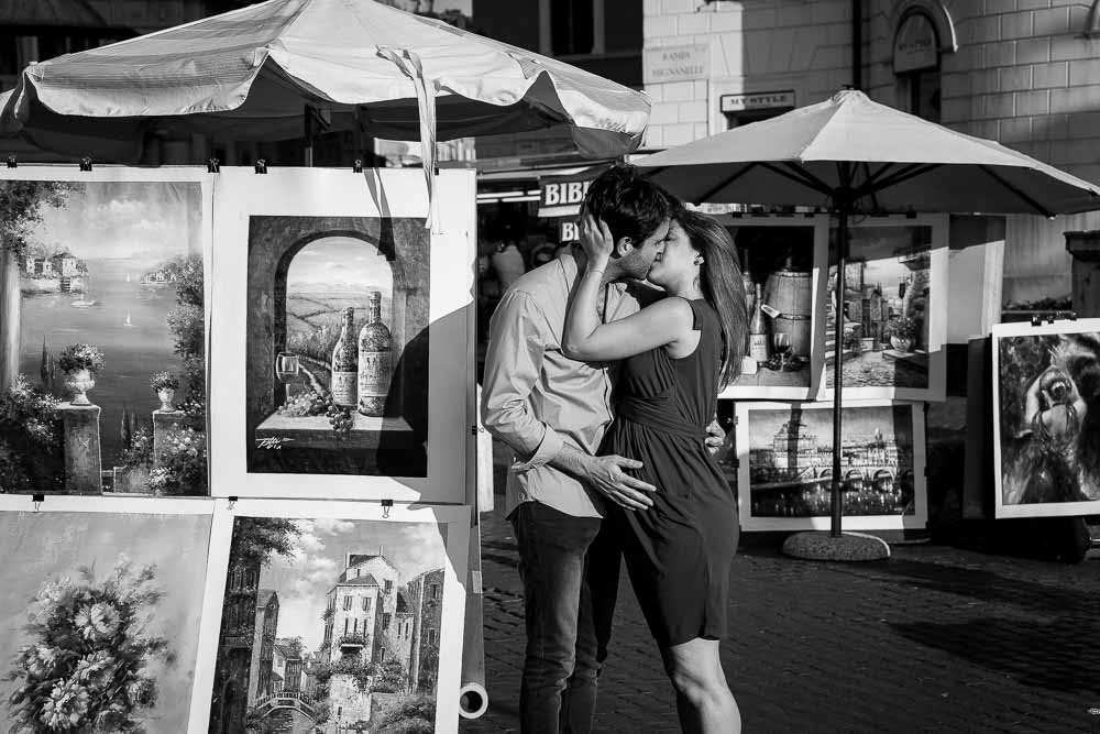 Kissing and in love. Black and white imagery