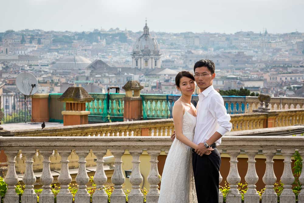 Photo shoot over the Rome rooftops overlooking the city