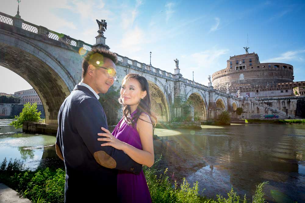 Engaged under the bridge. Angel Castle.