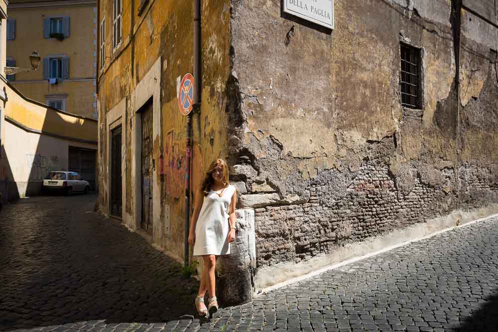 Standing in a street corner in Trastevere