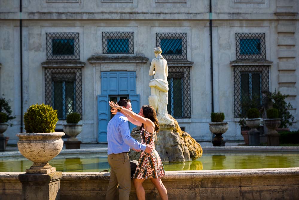 Enthusiasm and happiness after the marriage proposal in Rome