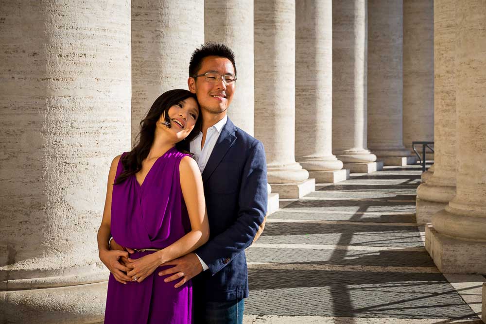 Portrait picture of a couple during a photo shoot at the Vatican