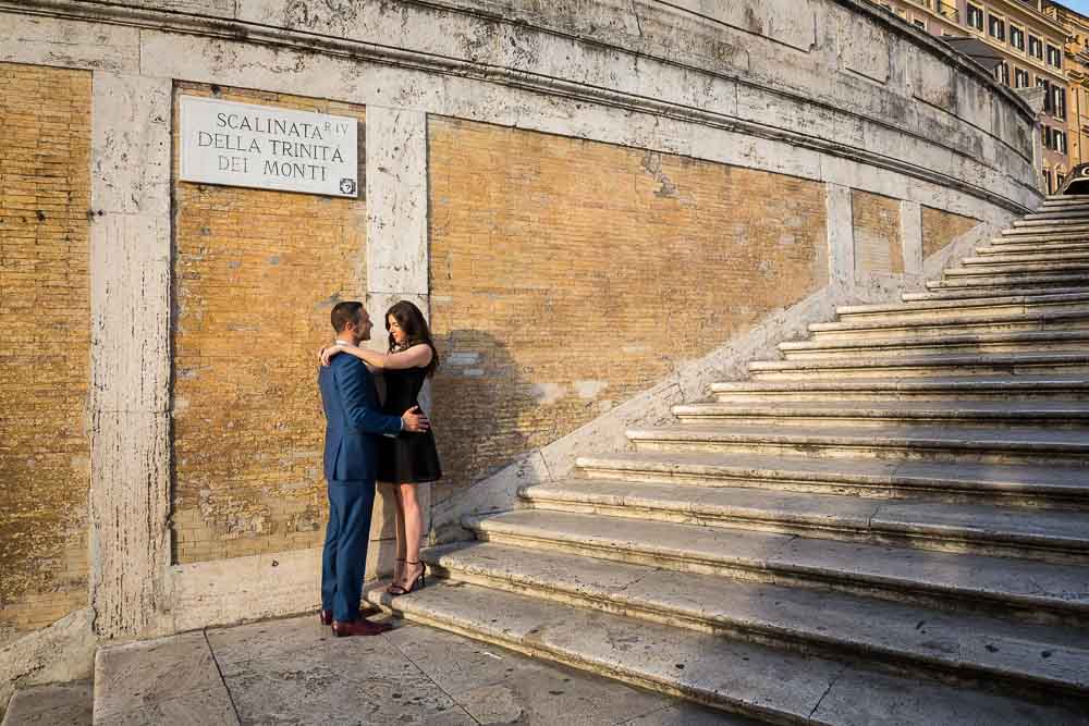 Standing on the stairs of Piazza di Spagna during a photo shoot