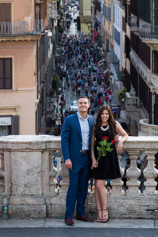 Posing for the camera by the terrace view over the Spanish steps