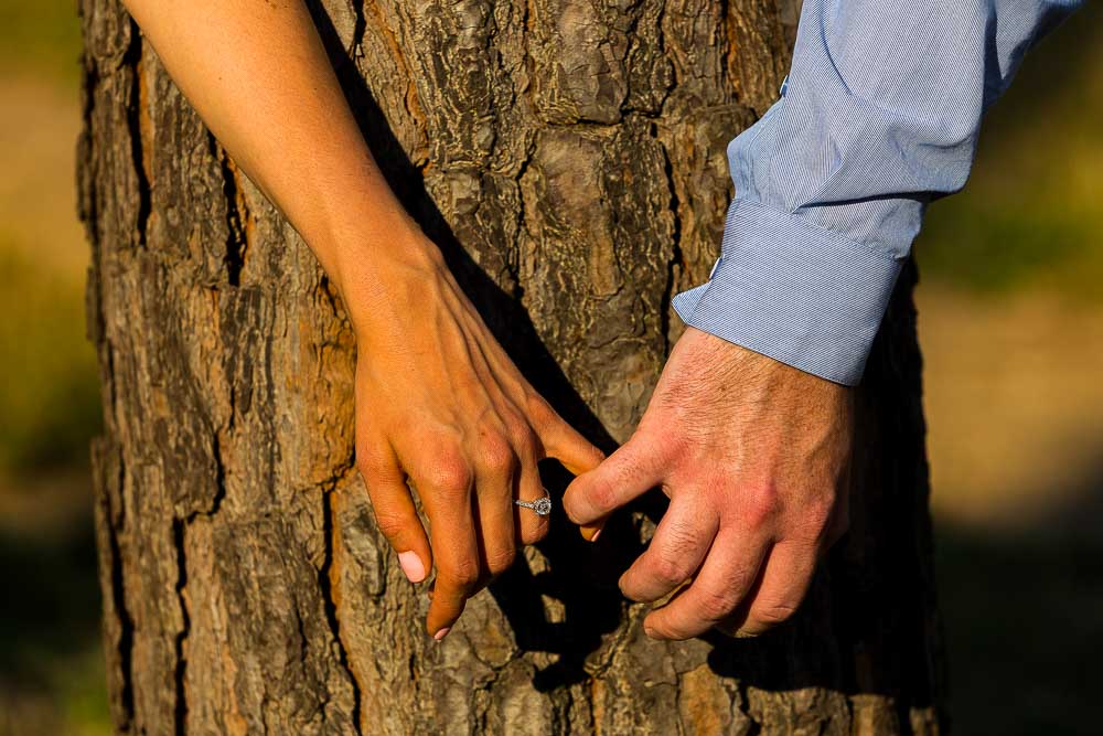 Just engaged in Rome. Creative image of the engagement ring. horizontal version