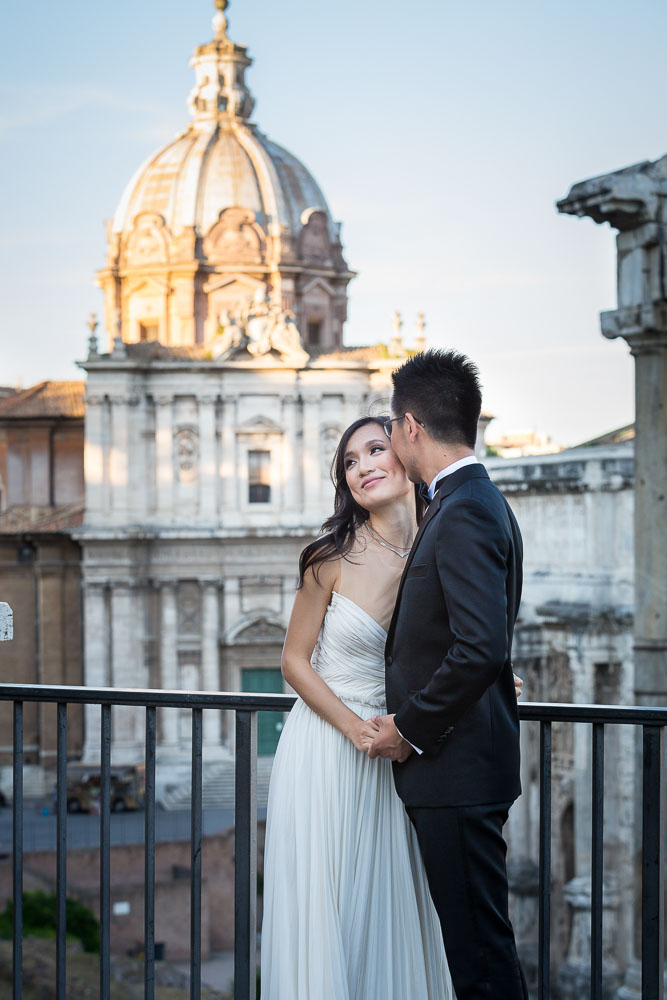 Bride and groom together at the Roman Forum