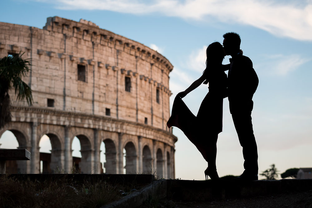 Kissing by the Roman Colosseum