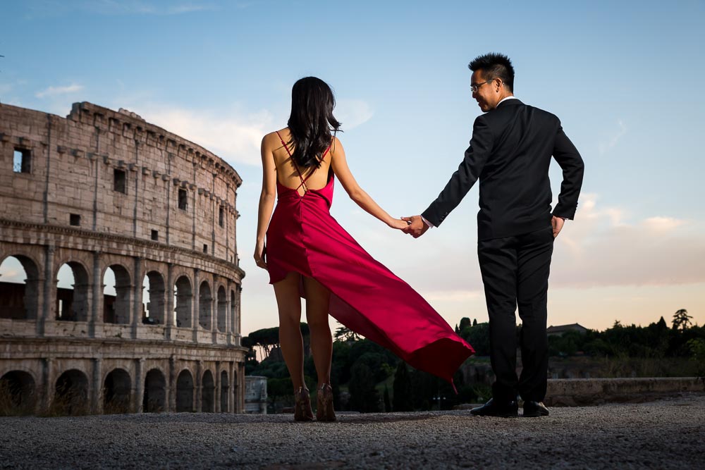 Looking at the Colosseum in Rome