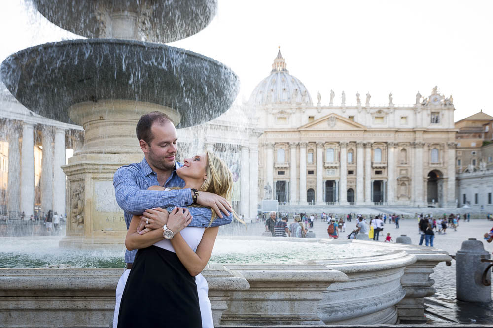 Engaged and in love. Saint Peter's square. Vatican.