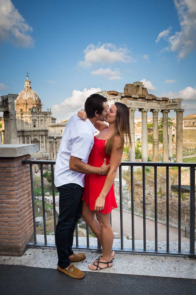 Couple kissing at the Roman Forum
