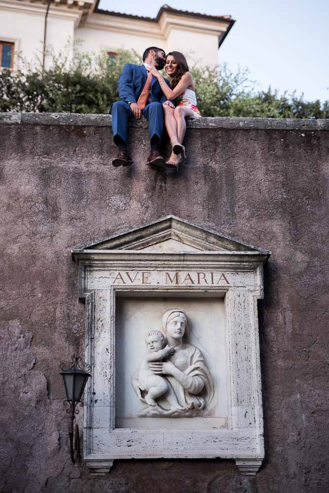 Creative angle imagery taken on top of a wall and marble sculpture