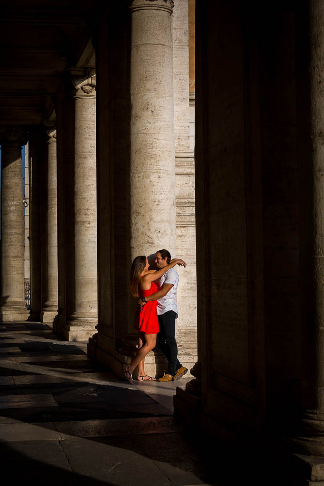 Romantic love story book engagement in Rome