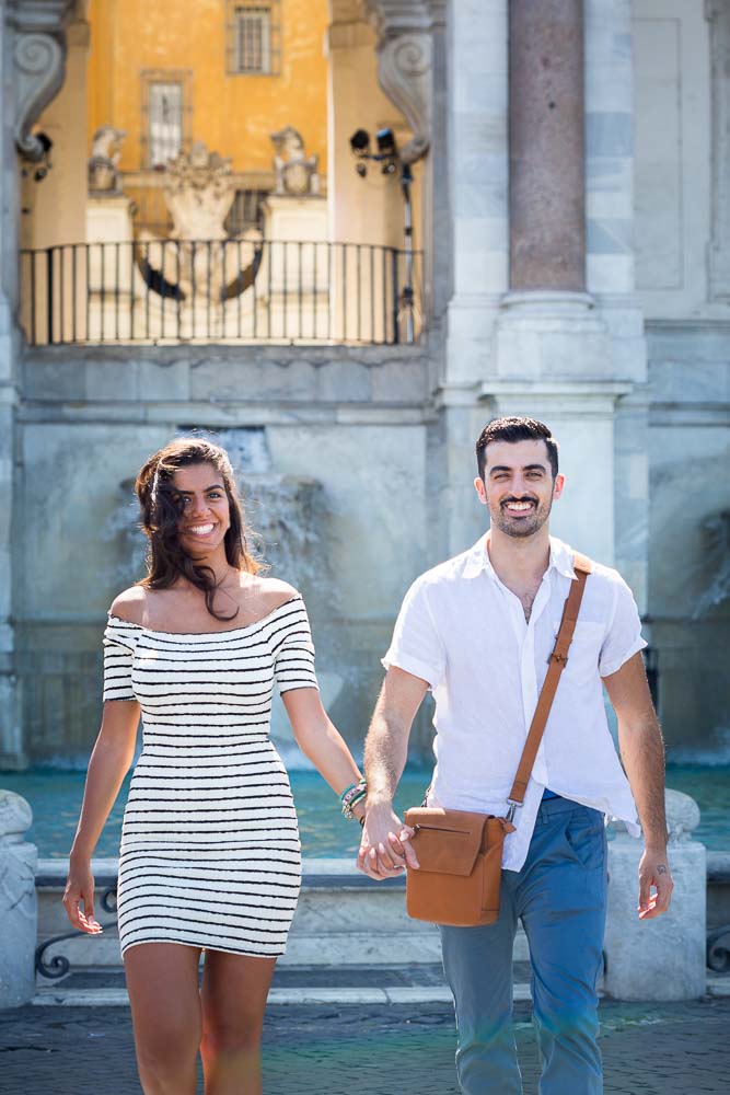 Crossing the street together while holding hands