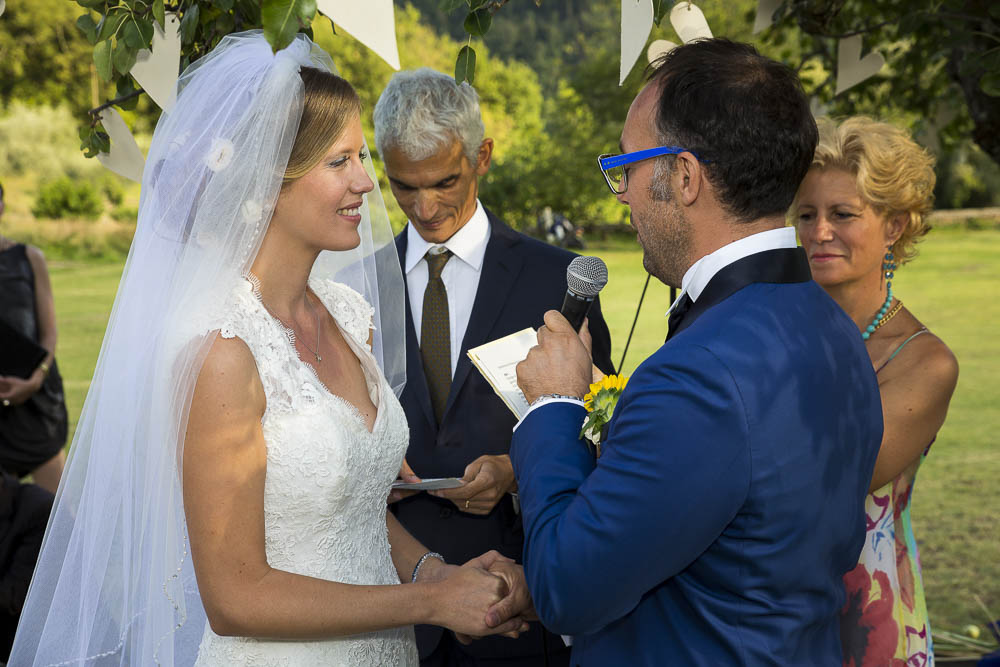 Bride and groom together during their marriage