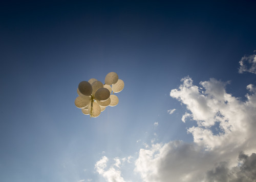 Balloons released up in the sky