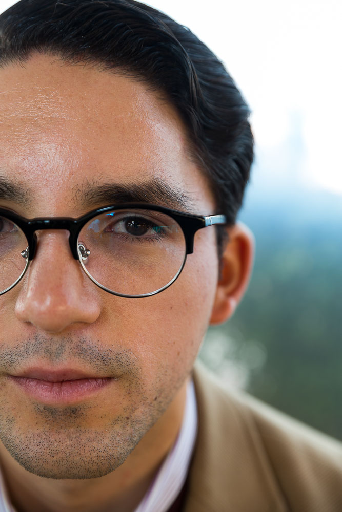 Man close up portrait facial picture with eyeglasses