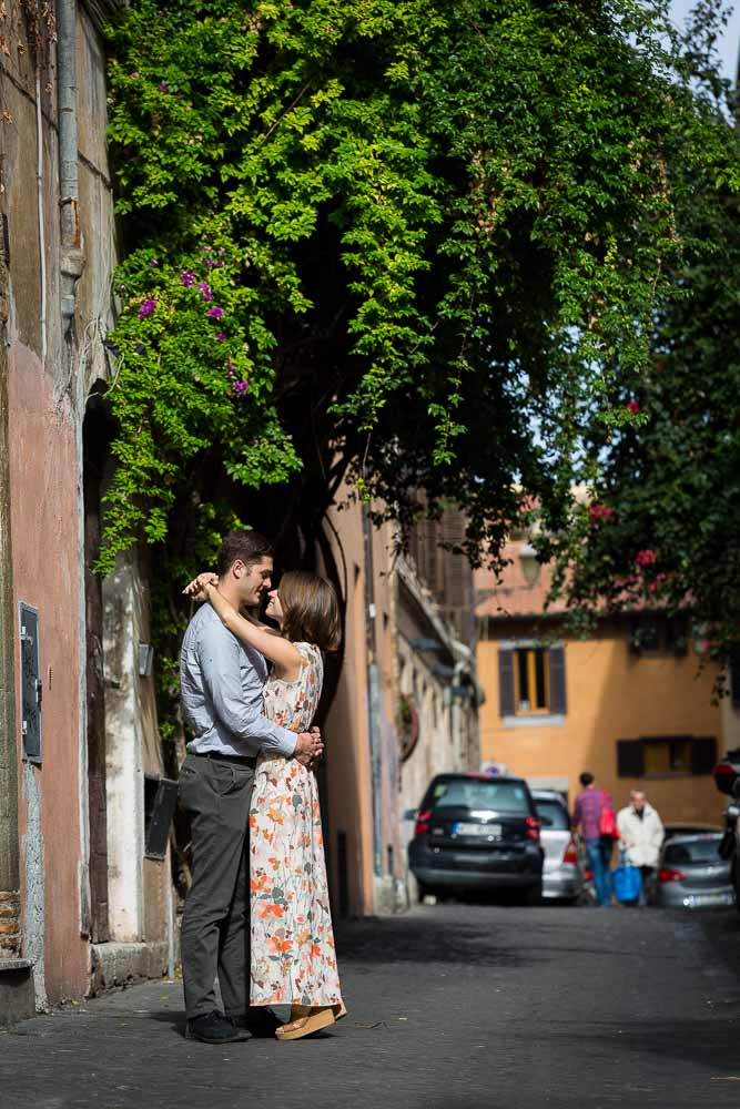 Posing in the alleyway streets of Trastevere during a photo shoot