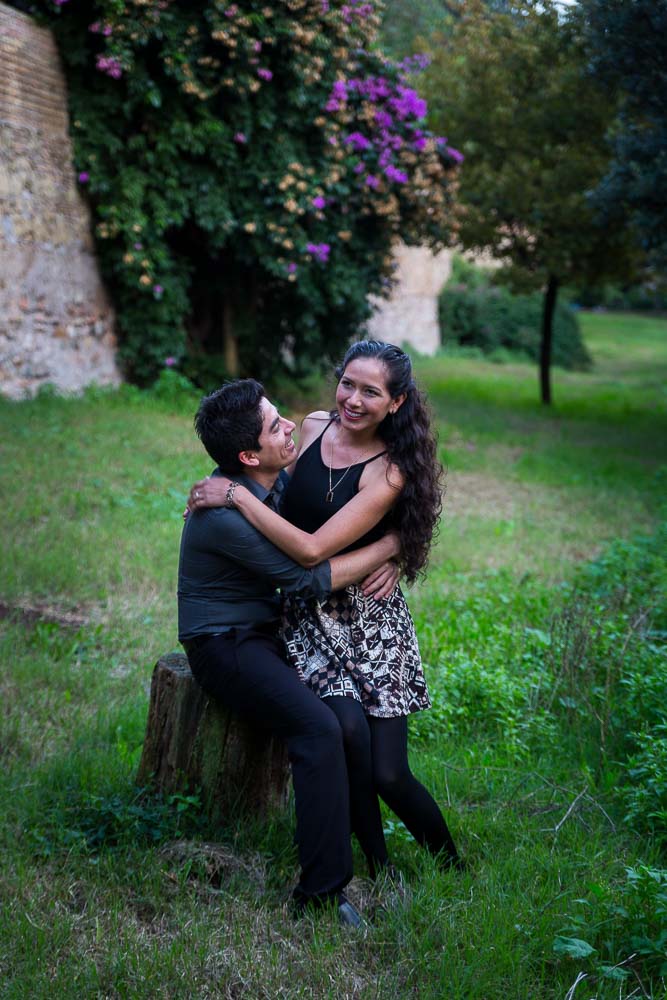 Couple photographed at a green park