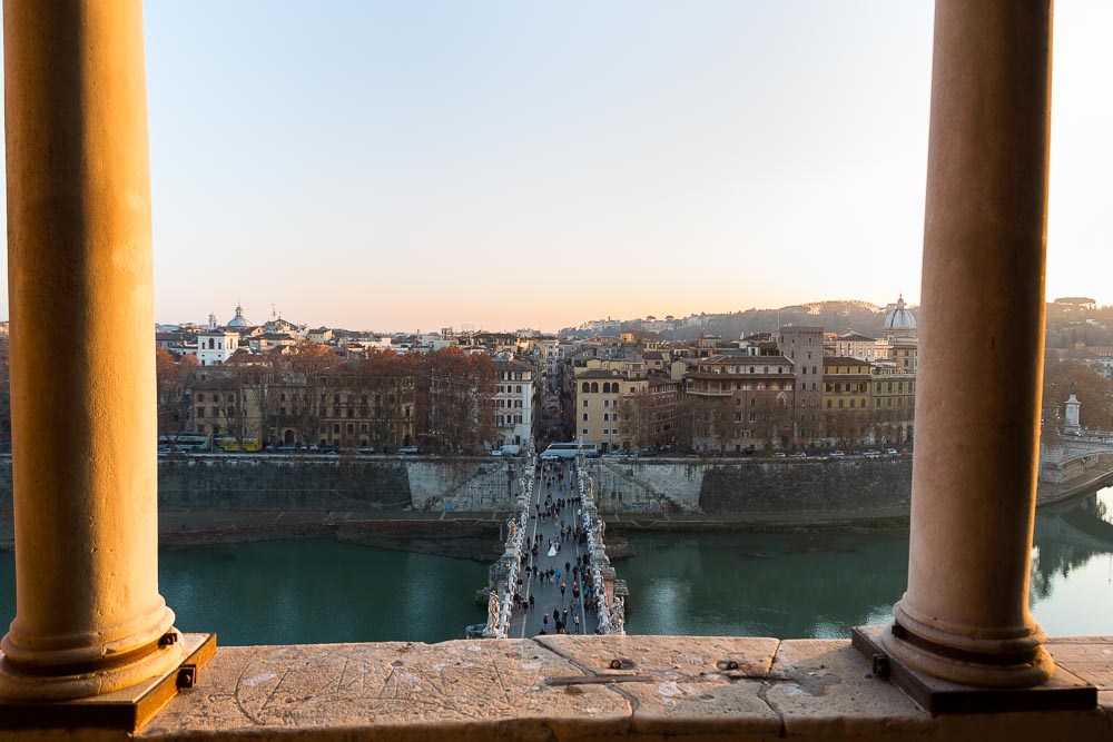 Castle view of Ponte Castel Sant'Angelo in Rome Italy