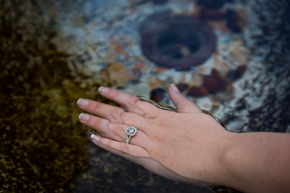Engagement ring submerged into water