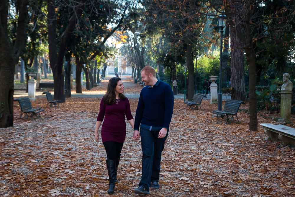 Walking together hand in hand during a photo session