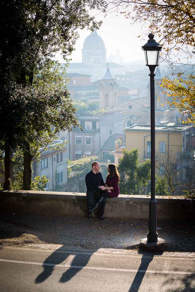 Sitting down with the roman skyline view behind you