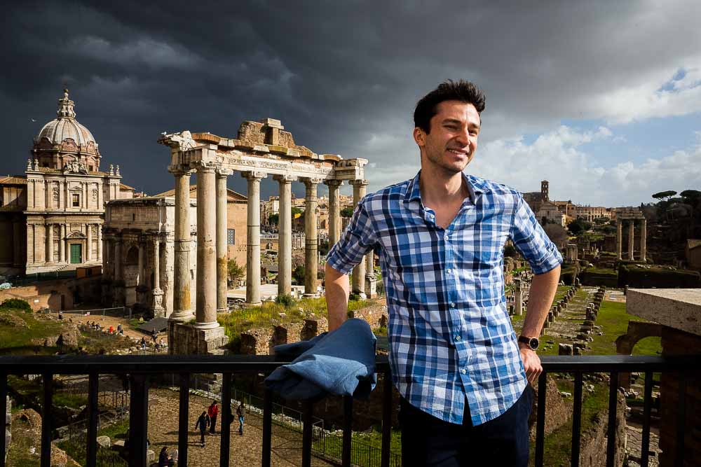 Posing for a photo at the Roman Forum