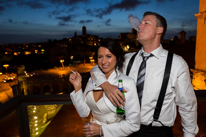 Couple smoking on an overlooking terrace