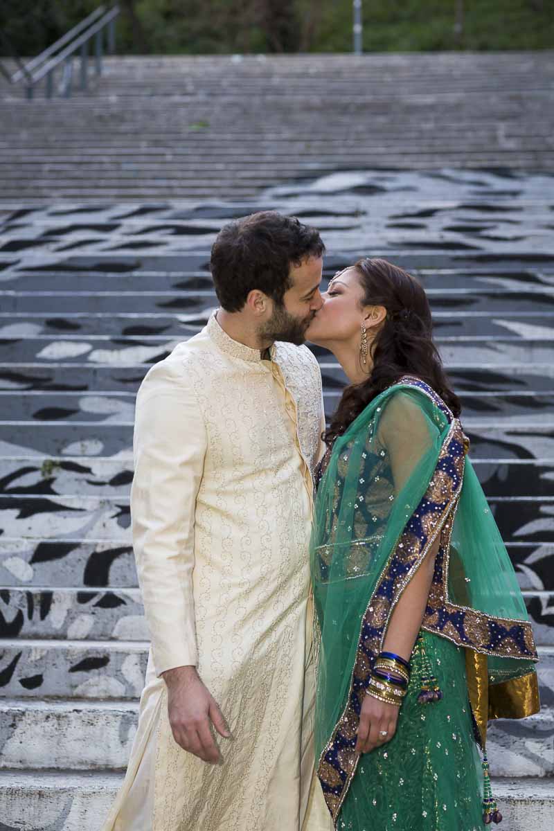 Pre wedding Indian ethnic marriage photography session in the streets of Rome Italy